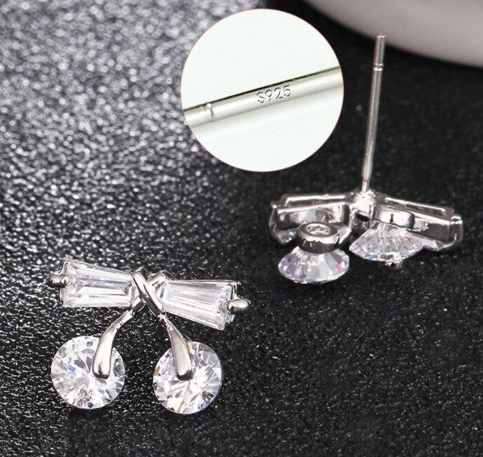 Korean Red/White & Silver Cherry Earrings with Classic Cubic Zirconia-Earrings-Innovato Design-Red-Innovato Design