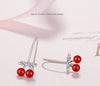 Zirconia Crystal Red Cherry Silver Stud Earrings