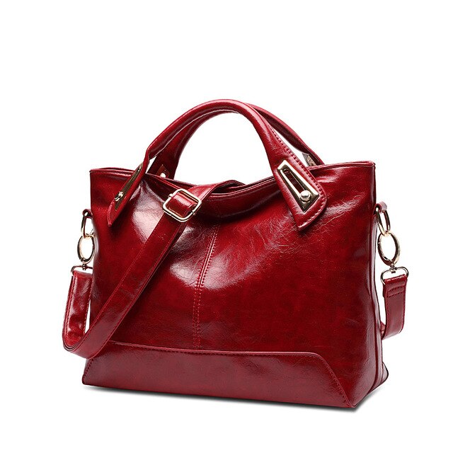 Oil Wax PU Leather Tote Bag, Shoulder Bag and Handbag-Handbags-Innovato Design-Burgundy-Innovato Design