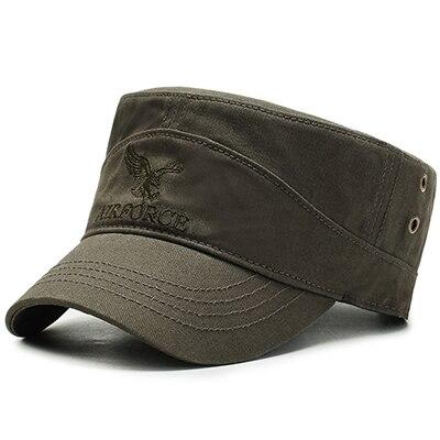 Buckled Cotton Military Hat with Eagle Embroidery Logo-Hats-Innovato Design-Army Green-Innovato Design