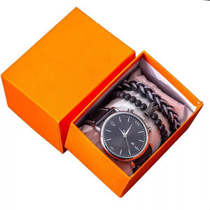 Men Quartz Watch and Bracelets Gift Box Set-Jewelry Sets-Innovato Design-Black-Innovato Design