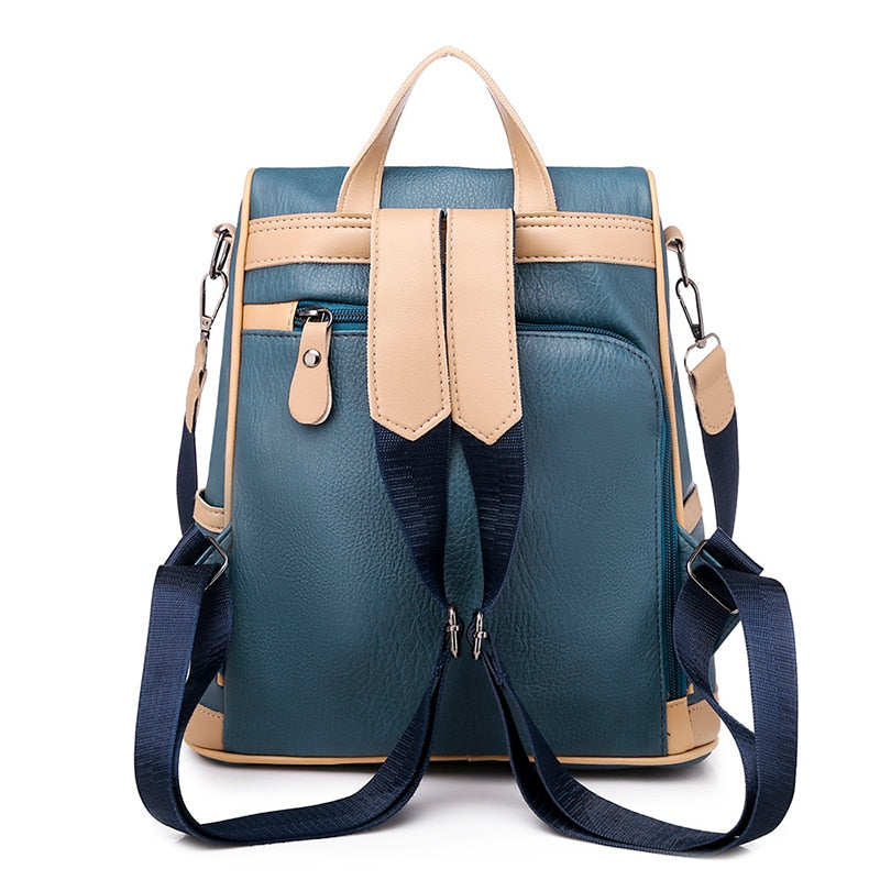 Waterproof PU Leather Shoulder Bag and Travel Backpack-Backpacks-Innovato Design-Blue-Innovato Design