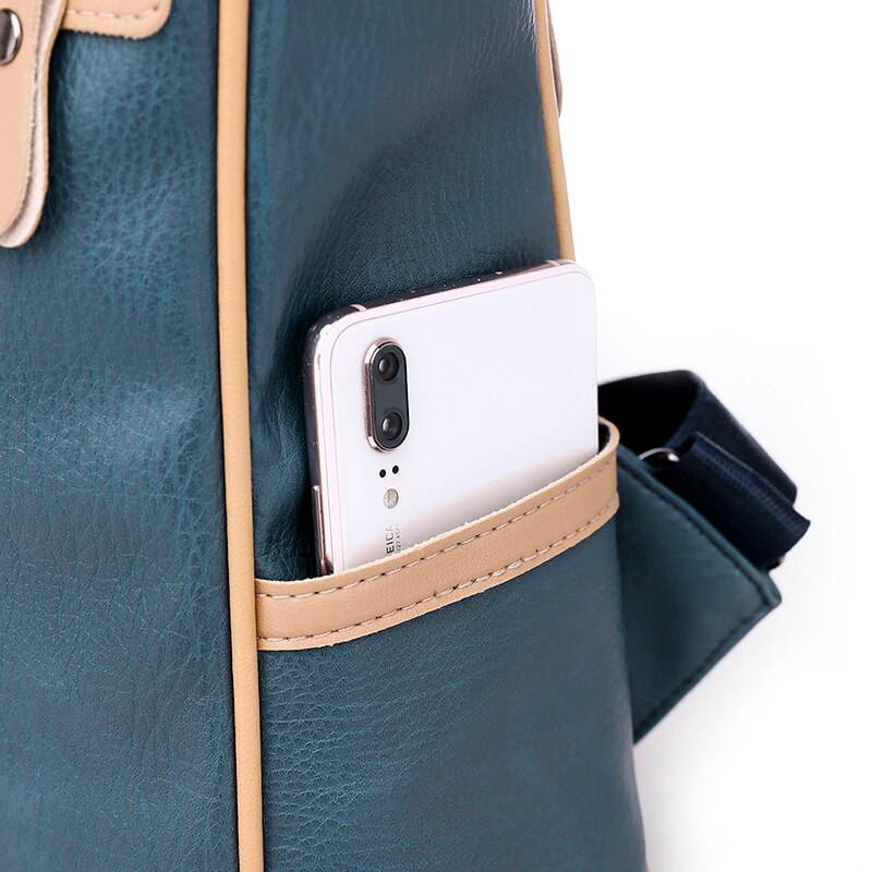 Waterproof PU Leather Shoulder Bag and Travel Backpack-Backpacks-Innovato Design-Blue-Innovato Design