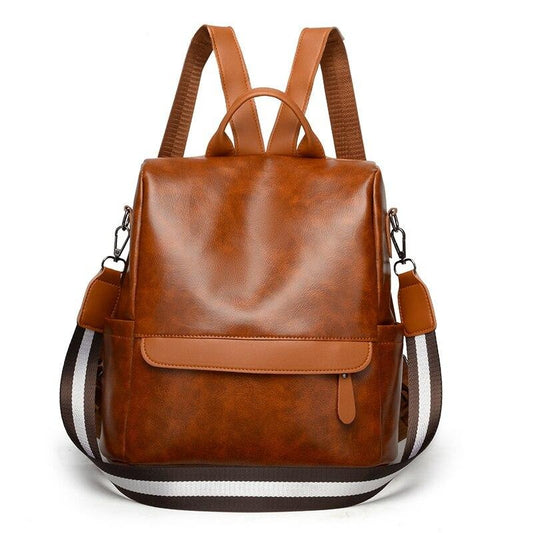 Large Capacity Fashion Waterproof PU Leather Shoulder Bag and School Backpack-Backpacks-Innovato Design-Brown-Innovato Design