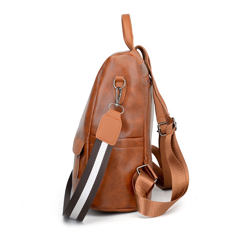 Large Capacity Fashion Waterproof PU Leather Shoulder Bag and School Backpack-Backpacks-Innovato Design-Brown-Innovato Design