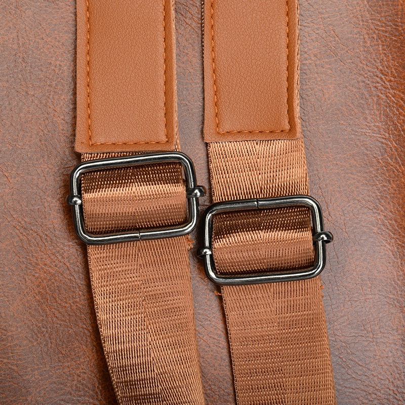 Large Capacity Fashion Waterproof PU Leather Shoulder Bag and School Backpack-Backpacks-Innovato Design-Brown-Innovato Design