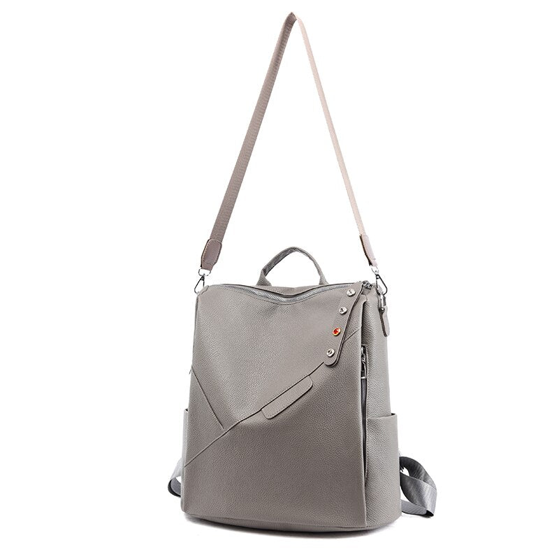 Large Capacity High-Quality Luxury Multifunction Gemstone Leather Travel Bag and School Backpack-Backpacks-Innovato Design-Black-Innovato Design