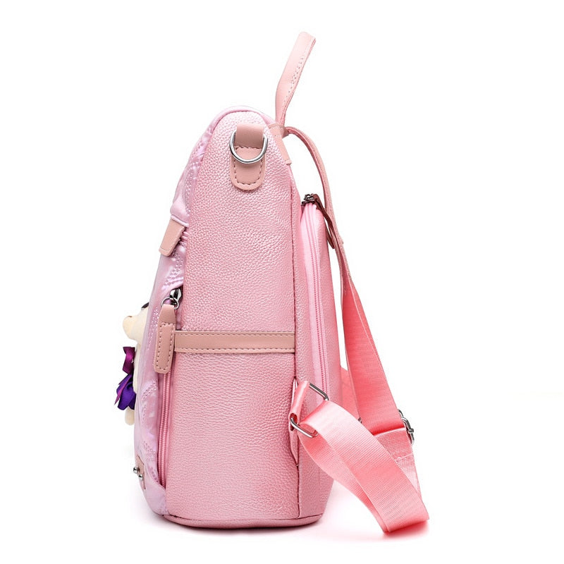 Luxury Cute Bear Keychain Oxford Travel Bag and Backpack-Backpacks-Innovato Design-White-Innovato Design