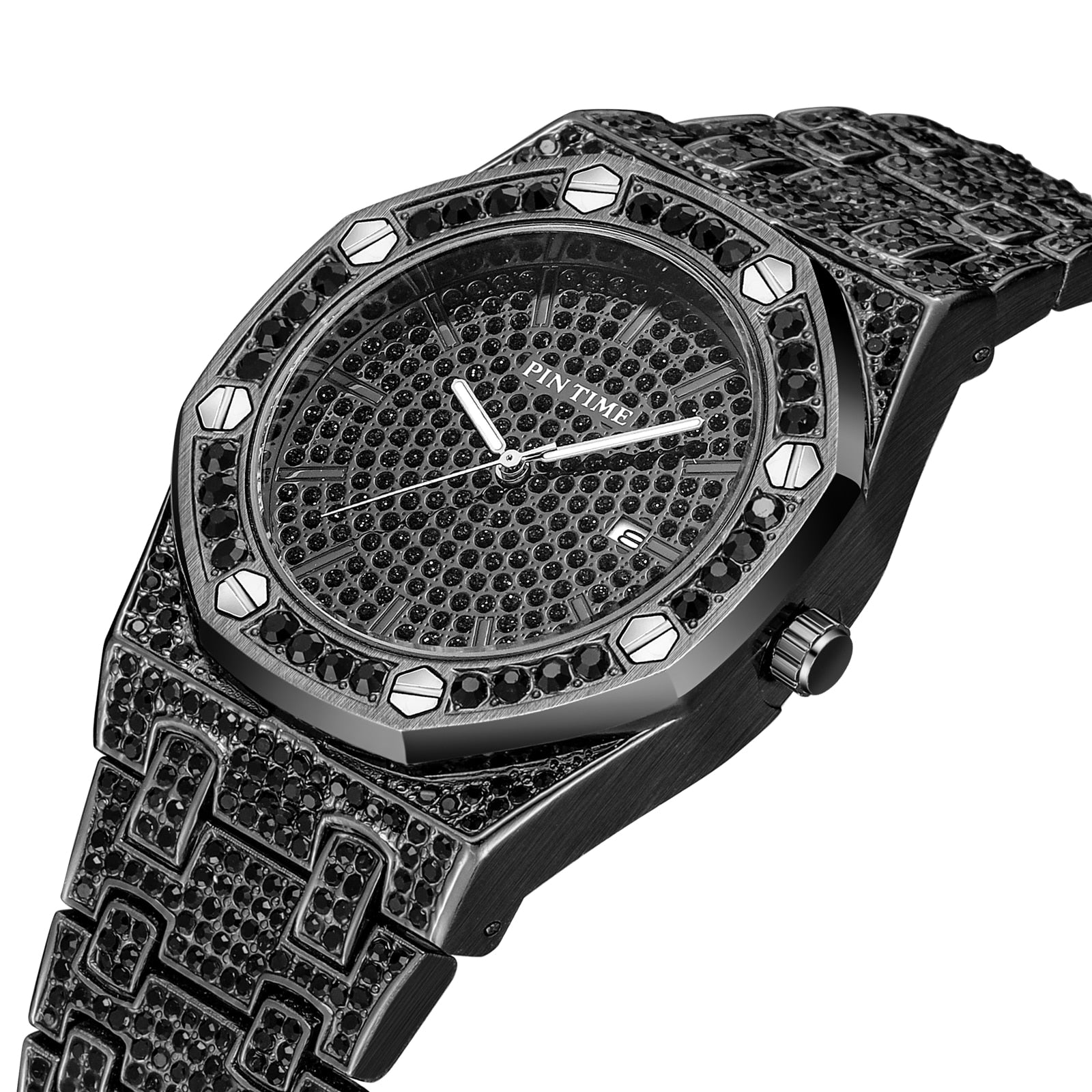 Water-Resistant Diamond-Studded Stainless Steel Band Fashion Quartz Watch-Watches-Innovato Design-Silver-Innovato Design