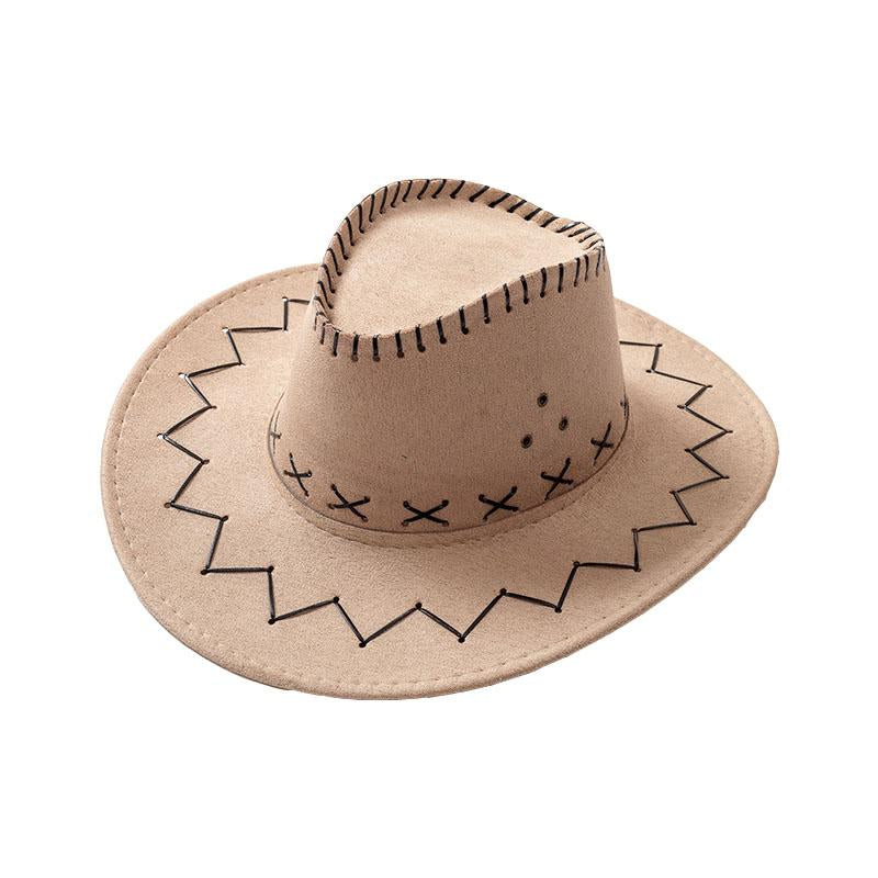 Mom & Daughter Retro Stitched Pattern Cowboy Hat with Adjustable Chin Tie-Hats-Innovato Design-Beige-Adult-Innovato Design
