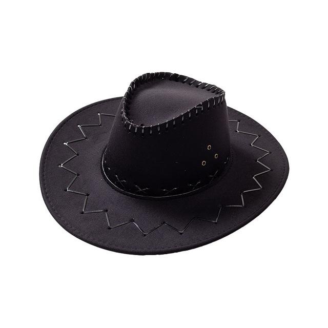 Mom & Daughter Retro Stitched Pattern Cowboy Hat with Adjustable Chin Tie-Hats-Innovato Design-Black-Adult-Innovato Design