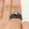 Black Cubic Zirconia and Rhinestones Heart Stainless Steel Ring Set-Couple Rings-Innovato Design-6-5-Innovato Design