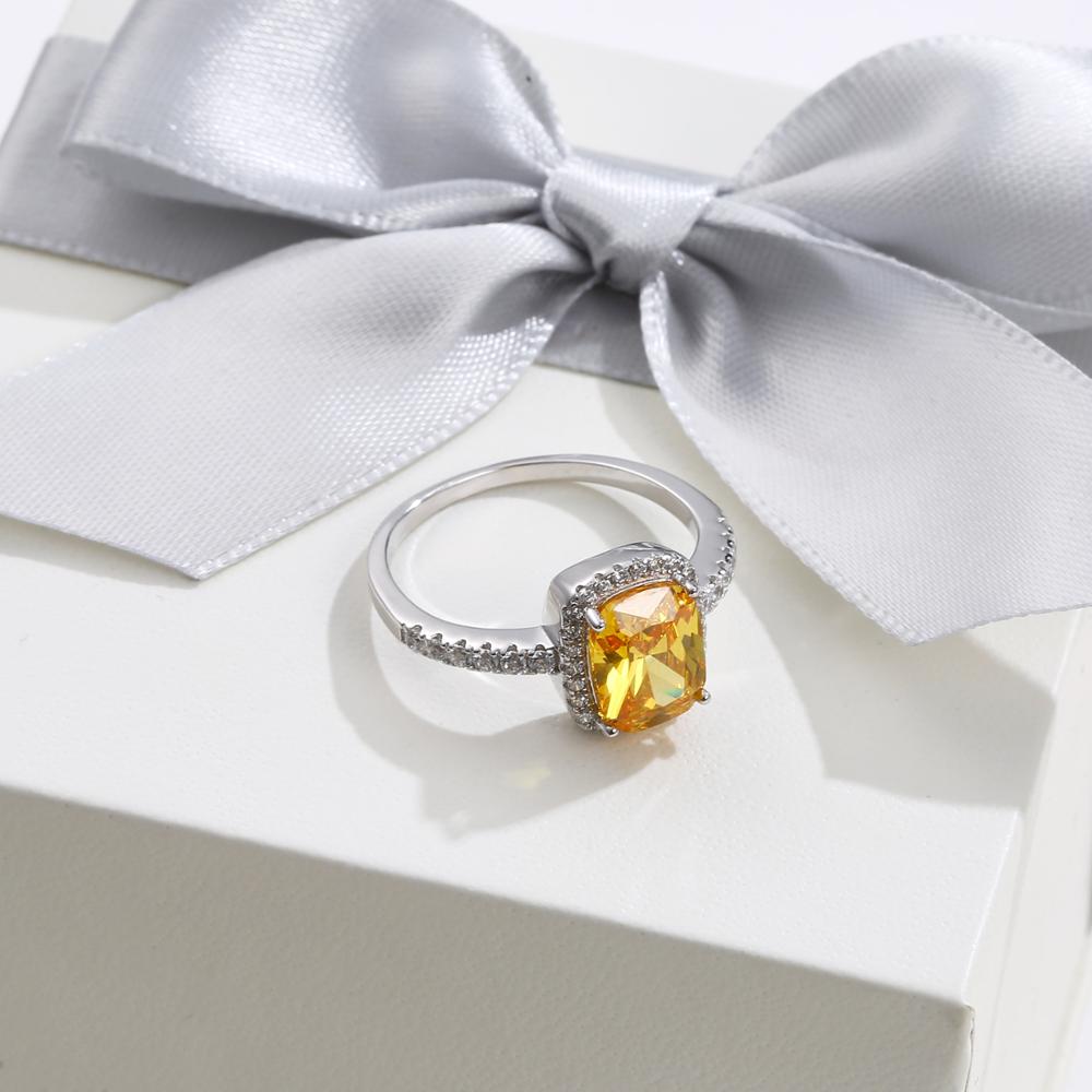 Emerald Gemstone and Cubic Zirconia 925 Sterling Silver Wedding Ring-Rings-Innovato Design-5-Yellow-Innovato Design