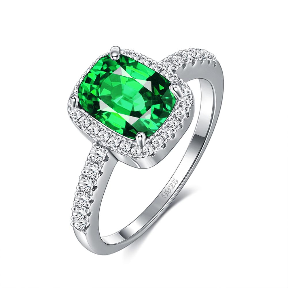 Emerald Gemstone and Cubic Zirconia 925 Sterling Silver Wedding Ring-Rings-Innovato Design-5-Yellow-Innovato Design