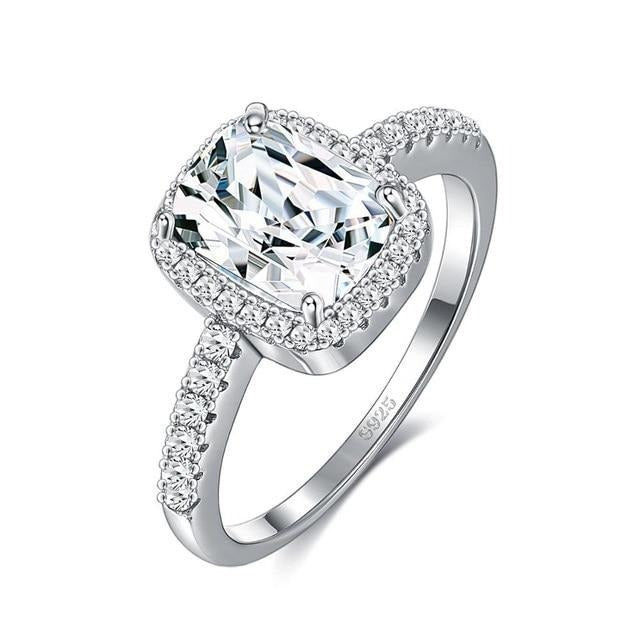Emerald Gemstone and Cubic Zirconia 925 Sterling Silver Wedding Ring-Rings-Innovato Design-11-White-Innovato Design