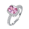 Emerald Gemstone and Cubic Zirconia 925 Sterling Silver Wedding Ring-Rings-Innovato Design-11-Pink-Innovato Design