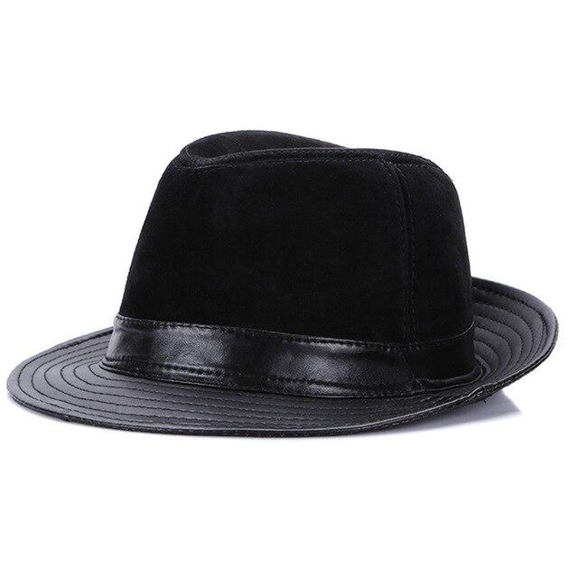 British Style Vintage Leather Patchwork Fedora Trilby Hat-Hats-Innovato Design-Black 2-XL-Innovato Design