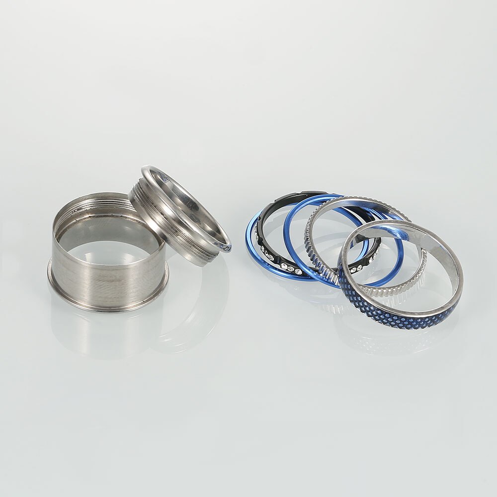 Women Stainless Steel, Aluminum, and Stackable, Rotatable, and Interchangeable Blue Ring-Rings-Innovato Design-6-Innovato Design