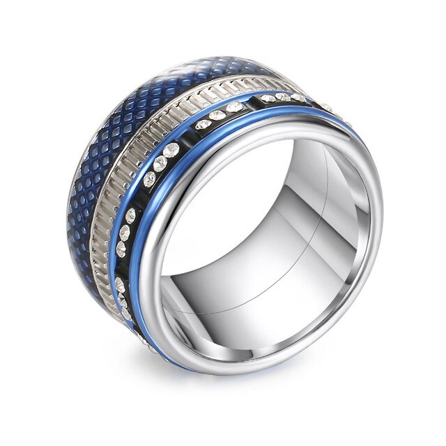 Women Stainless Steel, Aluminum, and Stackable, Rotatable, and Interchangeable Blue Ring-Rings-Innovato Design-11-Innovato Design