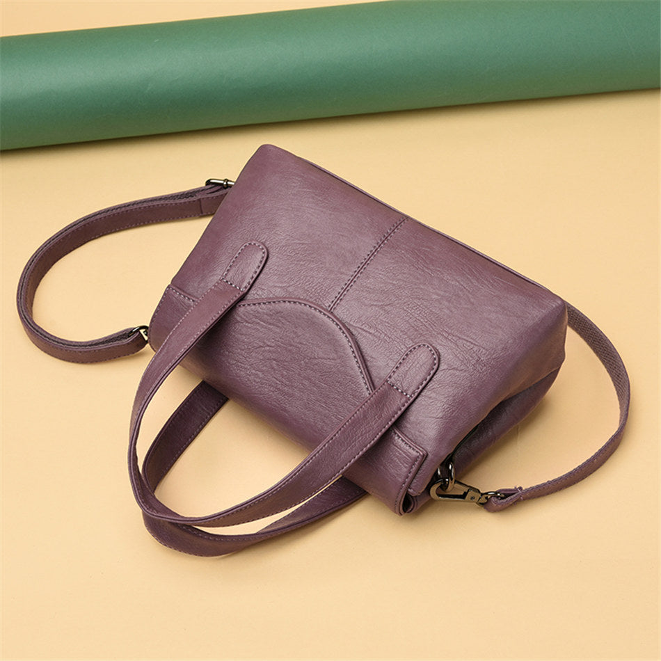 Solid Color PU Leather Tote Bag, Shoulder Bag, Crossbody Bag and Handbag-Handbags-Innovato Design-Red-Innovato Design
