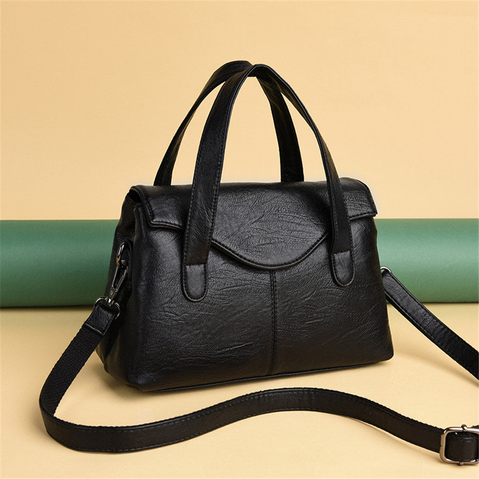 Solid Color PU Leather Tote Bag, Shoulder Bag, Crossbody Bag and Handbag-Handbags-Innovato Design-Red-Innovato Design