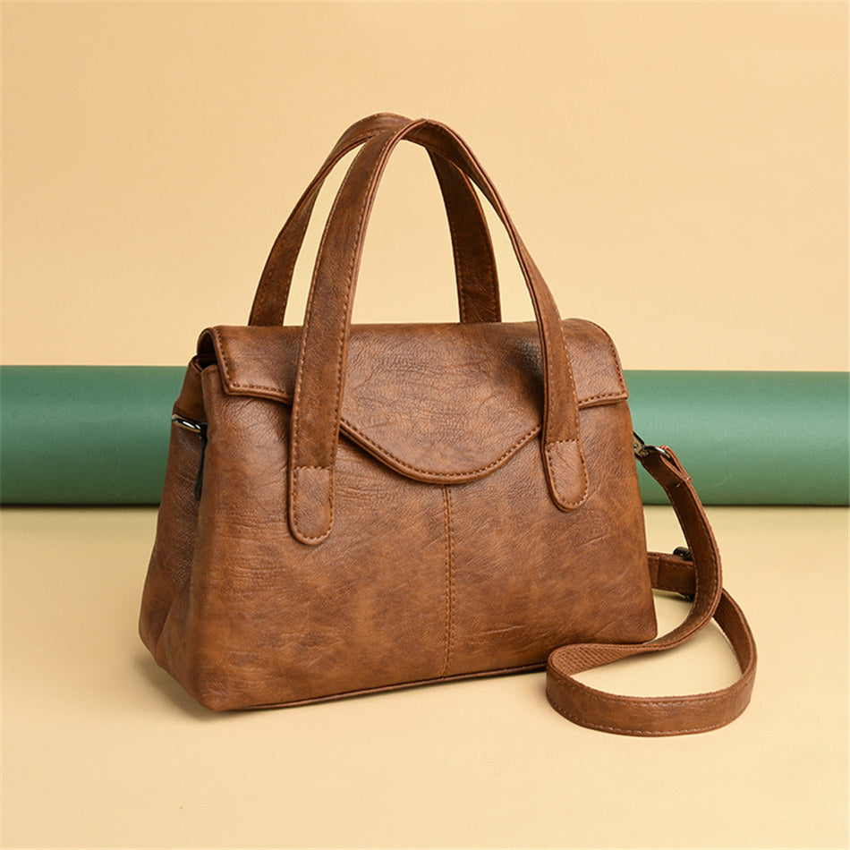 Solid Color PU Leather Tote Bag, Shoulder Bag, Crossbody Bag and Handbag-Handbags-Innovato Design-Red-Innovato Design