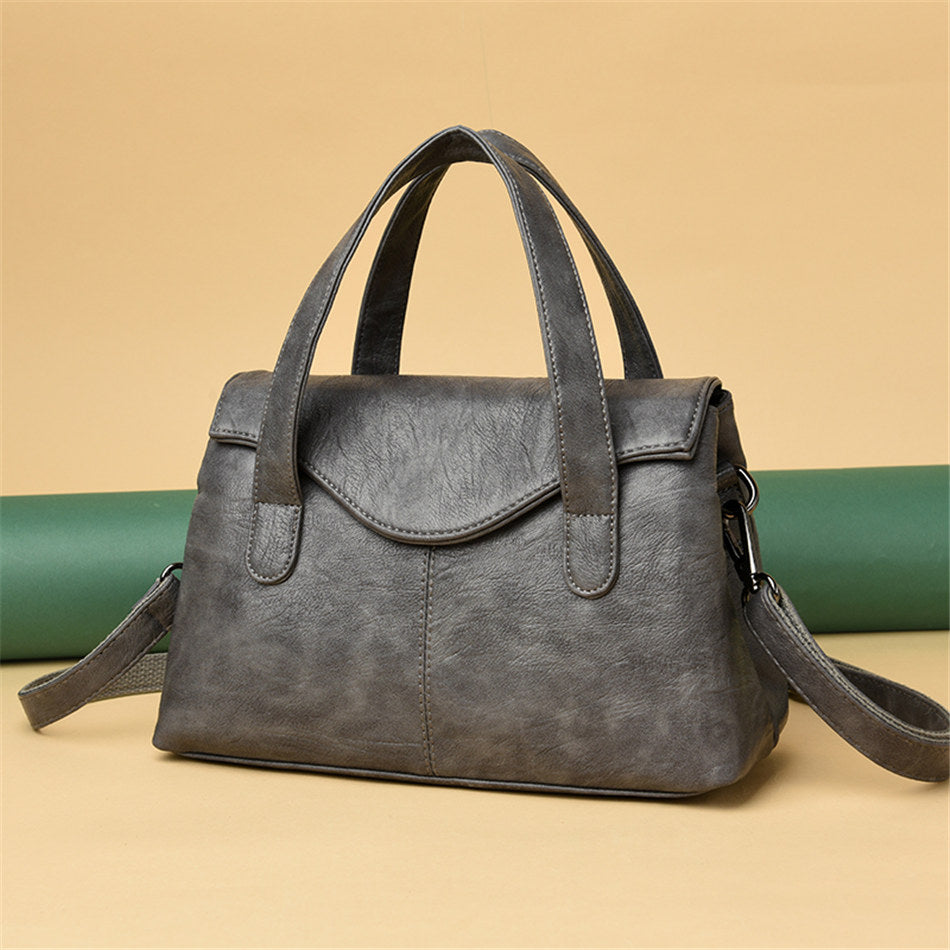 Solid Color PU Leather Tote Bag, Shoulder Bag, Crossbody Bag and Handbag-Handbags-Innovato Design-Red-Innovato Design