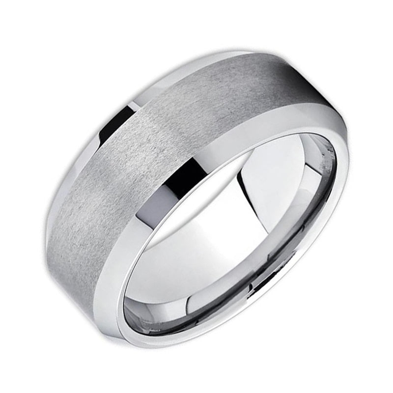 His & Hers Cubic Zirconia and Plain Stainless Steel Wedding Bands-Couple Rings-Innovato Design-6-5-Innovato Design