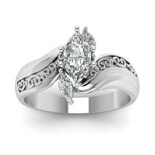 His & Hers Cubic Zirconia and Plain Stainless Steel Wedding Bands-Couple Rings-Innovato Design-6-5-Innovato Design