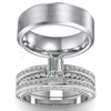 Cubic Zirconia and Plain Stainless Steel Wedding Ring Set-Couple Rings-Innovato Design-6-5-Innovato Design