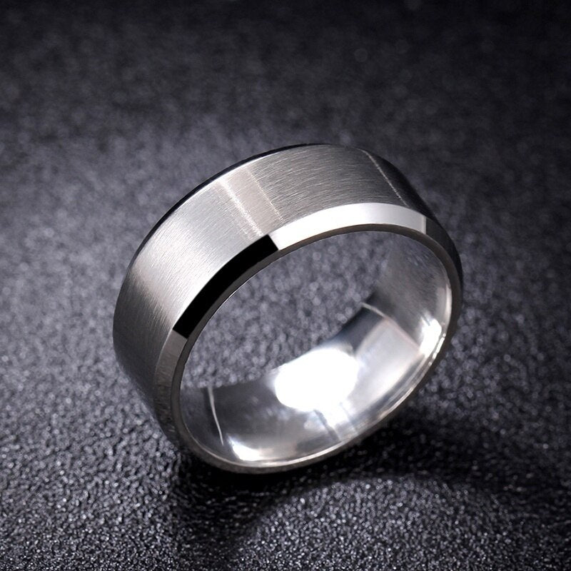 Cubic Zirconia and Plain Stainless Steel Wedding Ring Set-Couple Rings-Innovato Design-6-5-Innovato Design