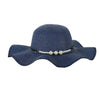 Foldable Floppy Wide Brim Straw Sun Hat with Pearls-Hats-Innovato Design-Navy-Innovato Design