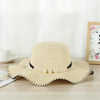 Foldable Floppy Wide Brim Straw Sun Hat with Pearls-Hats-Innovato Design-Khaki-Innovato Design