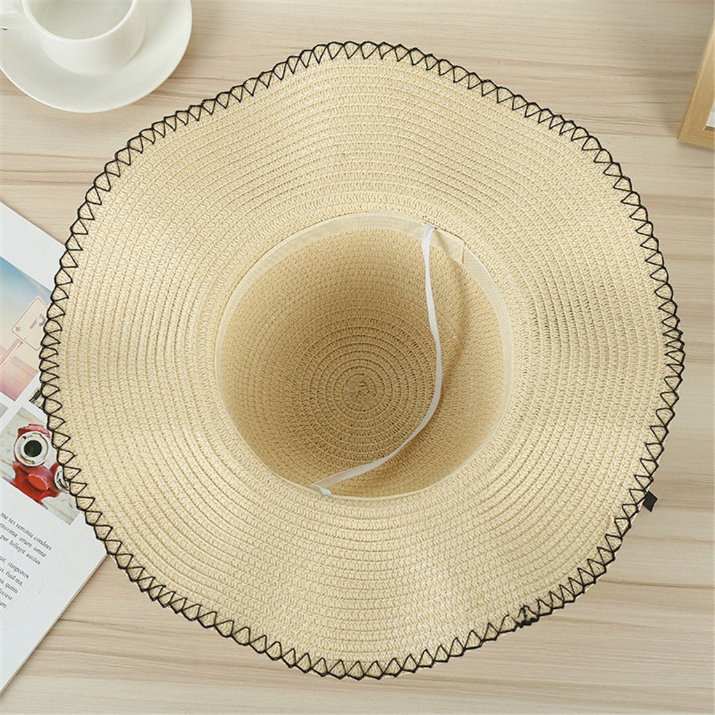 Foldable Floppy Wide Brim Straw Sun Hat with Pearls-Hats-Innovato Design-Khaki-Innovato Design