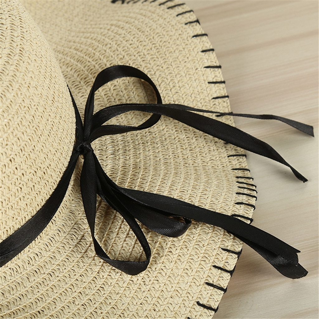 Foldable Floppy Wide Brim Straw Sun Hat with Pearls-Hats-Innovato Design-Khaki-Innovato Design