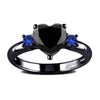 Black Celtic Dragon Inlay Tungsten Carbide and Black Heart Cubic Zirconia Wedding Ring Set-Couple Rings-Innovato Design-7-5-Innovato Design