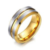 Gold Inlay and White Cubic Zirconia Stainless Steel Wedding Ring Set-Couple Rings-Innovato Design-6-5-Innovato Design