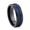 8mm Blue & Black Tungsten Carbide and Blue Cubic Zirconia Wedding Ring Set-Couple Rings-Innovato Design-6-5-Innovato Design
