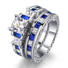 8mm Blue/Silver and Blue/White Rhinestone & Cubic Zirconia Stainless Steel Wedding Bands-Couple Rings-Innovato Design-7-5-Innovato Design