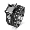 Black Cubic Zirconia Tungsten Carbide and Rhinestone 316L Stainless Steel Wedding Ring Set-Couple Rings-Innovato Design-6-5-Innovato Design