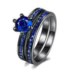 Black Celtic Dragon Inlay and Blue Cubic Zirconia Stainless Steel Wedding Ring Set-Couple Rings-Innovato Design-6-5-Innovato Design