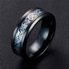 Silver Celtic Dragon Inlay and Black Rhinestone Stainless Steel Wedding Ring Set-Couple Rings-Innovato Design-6-5-Innovato Design