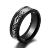 Silver Celtic Dragon Inlay and Black Rhinestone Stainless Steel Wedding Ring Set-Couple Rings-Innovato Design-6-5-Innovato Design