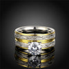 Gold/Silver and Cubic Zirconia Stainless Steel Wedding Ring Set-Couple Rings-Innovato Design-6-5-Innovato Design