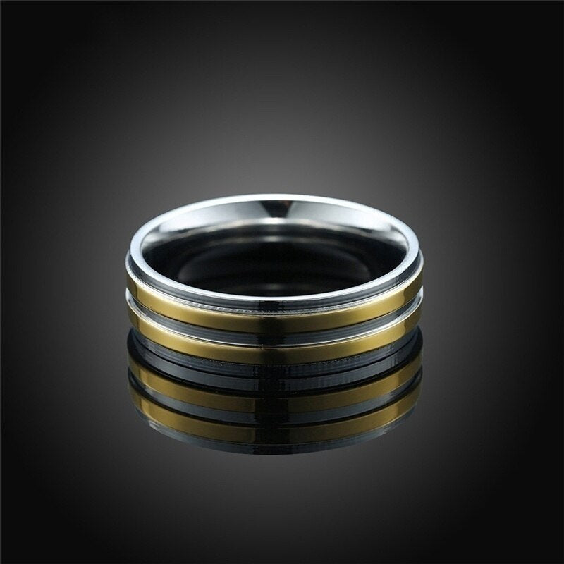 Gold/Silver and Cubic Zirconia Stainless Steel Wedding Ring Set-Couple Rings-Innovato Design-6-5-Innovato Design