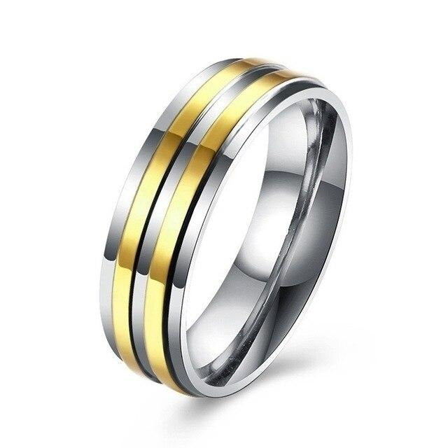 Gold/Silver and Cubic Zirconia Stainless Steel Wedding Ring Set-Couple Rings-Innovato Design-6-5-Innovato Design