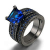 Black Celtic Dragon Inlay and Blue Cubic Zirconia Stainless Steel Wedding Ring Set-Couple Rings-Innovato Design-6-5-Innovato Design