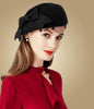 Wool Pillbox Fascinator Hat with Netted Veil and Bowknot