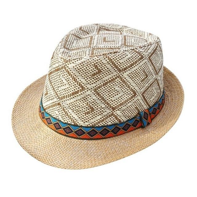Blue & Orange Belt Straw Panama Hat-Hats-Innovato Design-Khaki-Innovato Design