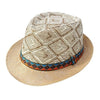 Blue & Orange Belt Straw Panama Hat